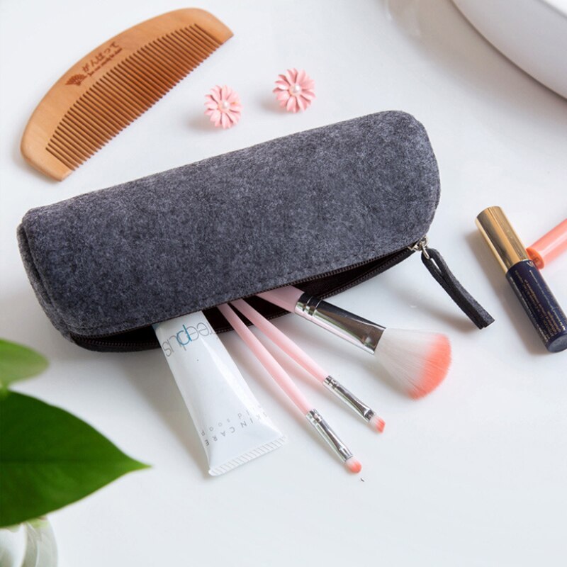 Felt Pencil Bag Fabric Pencil Case Pencil Box School Office Supplies Stationery Pouch Purse Storage Cute Makeup Bags Pencil Box