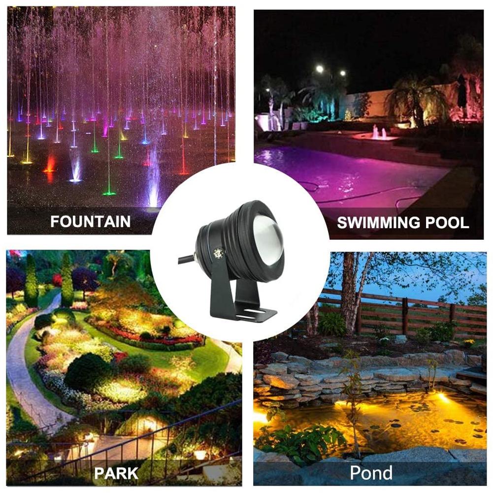 10w RGB LED Spotlight Remote Control Deck Light Outdoor Waterproof Garden Lawn Lamp Dimmable Swimming Pool Park Path Decor Light