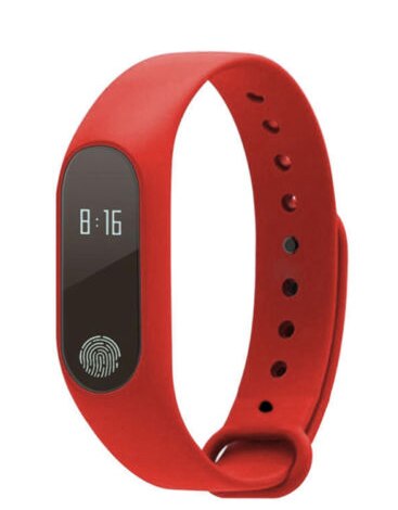 Bluetooth siliconen smartwatch voor dames en heren, hartslagmeter, fitness, slaaptracker, armband, horloge, waterdichte polsband: Rood