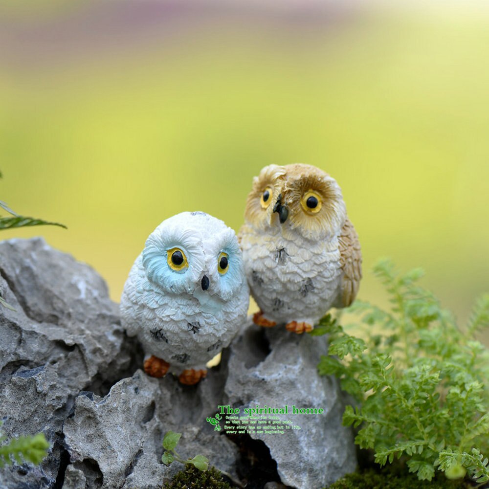 Venta 1 unids/lote mini pájaro de Minerva pequeña decoración búho Hada jardín decoración DIY miniatura animales jardín