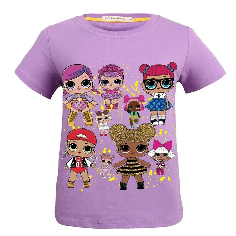 Peuter Kids Meisjes Lol Cartoon Party Tops Zomer Korte Mouw T-shirts Voor Meisje Kleding Casual T-shirt 3-8 Jaar baby Kleding