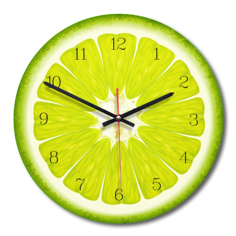 Fruit Printed Wooden Digital Wall Clock Silent Quartz Kitchen Decor: B