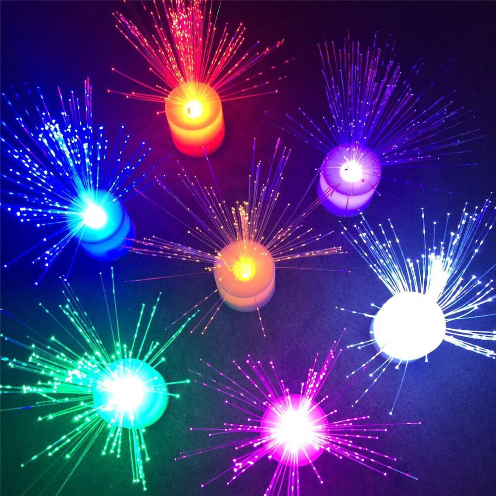1Pc Christmas Party Decor Romantic Color Changing LED Fiber Optic Night Light-Up Toy Lamp Battery Powered Small Light