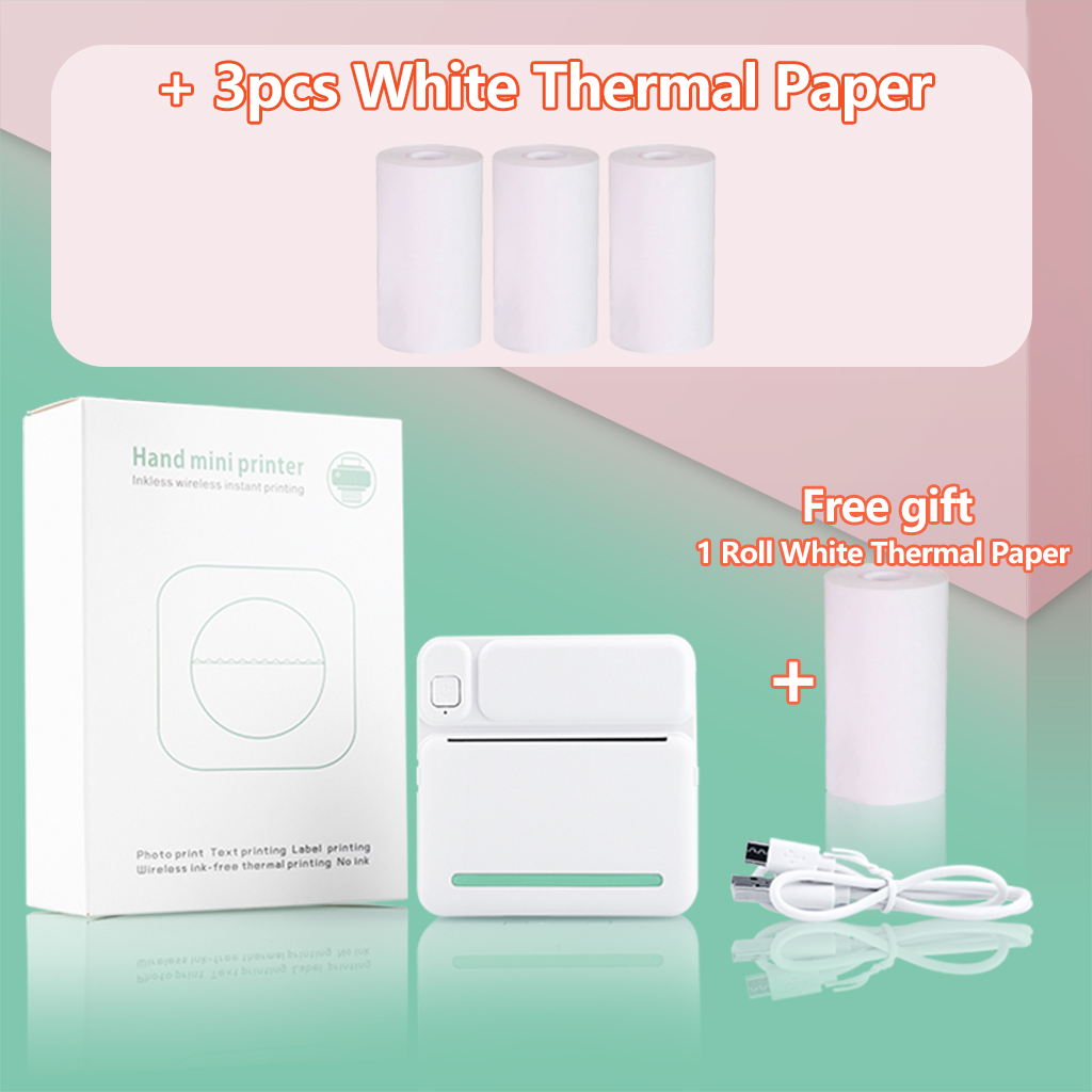 Pocket Mini Printer Student Studie Printer Labels Handig Thermische Printer Zoeken Vraag Mini Draagbare Thermische Printer C19: Green 3 White Paper