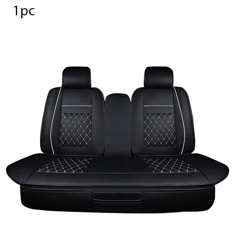 funda asiento coche Cuero de la PU Beige coche Set de funda de asiento de vehículo cojín para Mitsubishi Nissan Renault Peugeot Auto Interior accesorios para el coche accesorios productos: Rear Black white