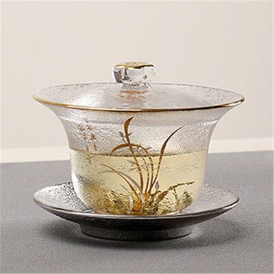 Service à thé japonais en verre Transparent Gaiwan, Gongfu, couvercle résistant à la chaleur: B