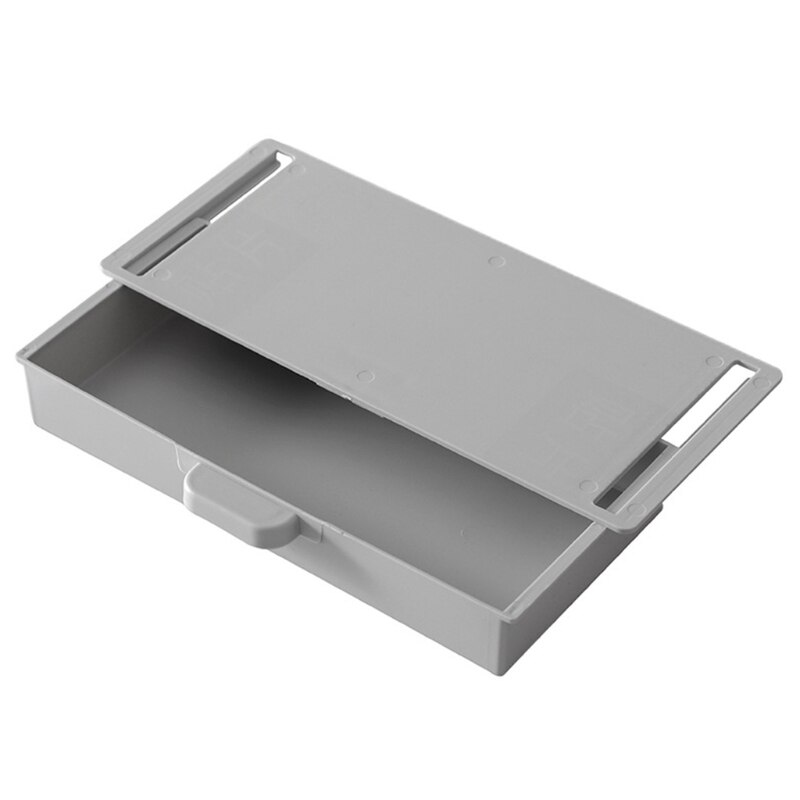 Under Desk Drawer Organizer Hidden Desktop Storage Box for Office Pen Holder Adhesive Kitchen Knife Fork Storage Tray S24 21: Light Grey