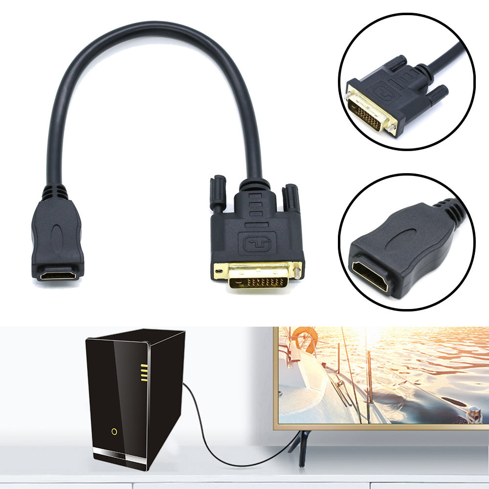 DVI-D Male naar HDMI Female Adapter Kabel M-F Converter 1080 p Vergulde voor HDTV DVD Laptop XBox PS3 PS4