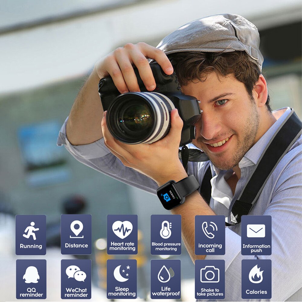 Originele Y68 Smart Horloges D20 Fitness Tracker Sport Waterdichte Hartslagmeter Mannen Smartwatch Klok