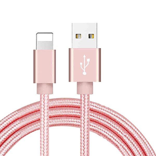 ! ACCEZZ Usb-oplaadkabel Voor Iphone X XS MAX XR 8 7 6 s 6 Plus Lading Data Cord Voor ipad Mini Nylon Verlichting Fast Charger Kabels: Rose Gold