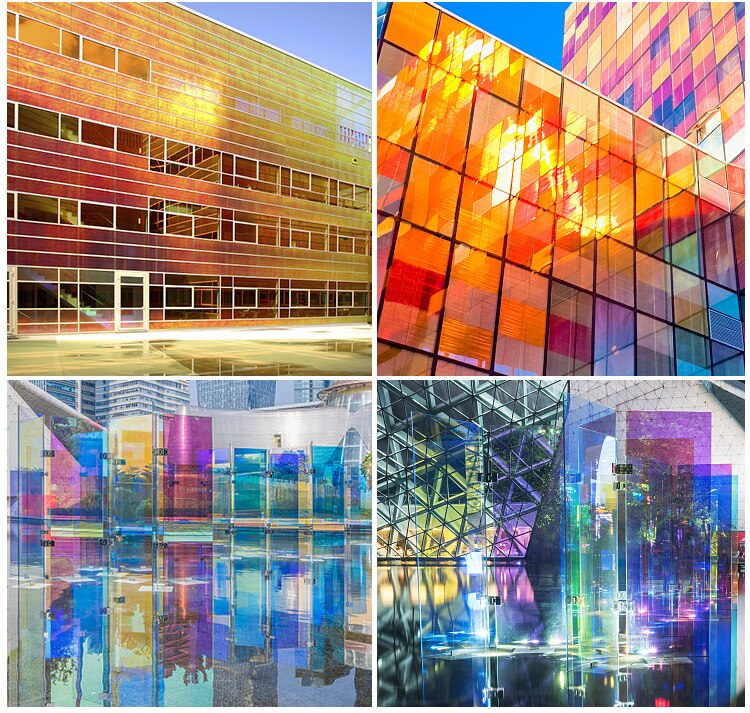 Sunice kameleontfönster pravicy film holografisk regnbågseffekt iriserande klar film solfilm för kontor kommersiell inredning gör det själv