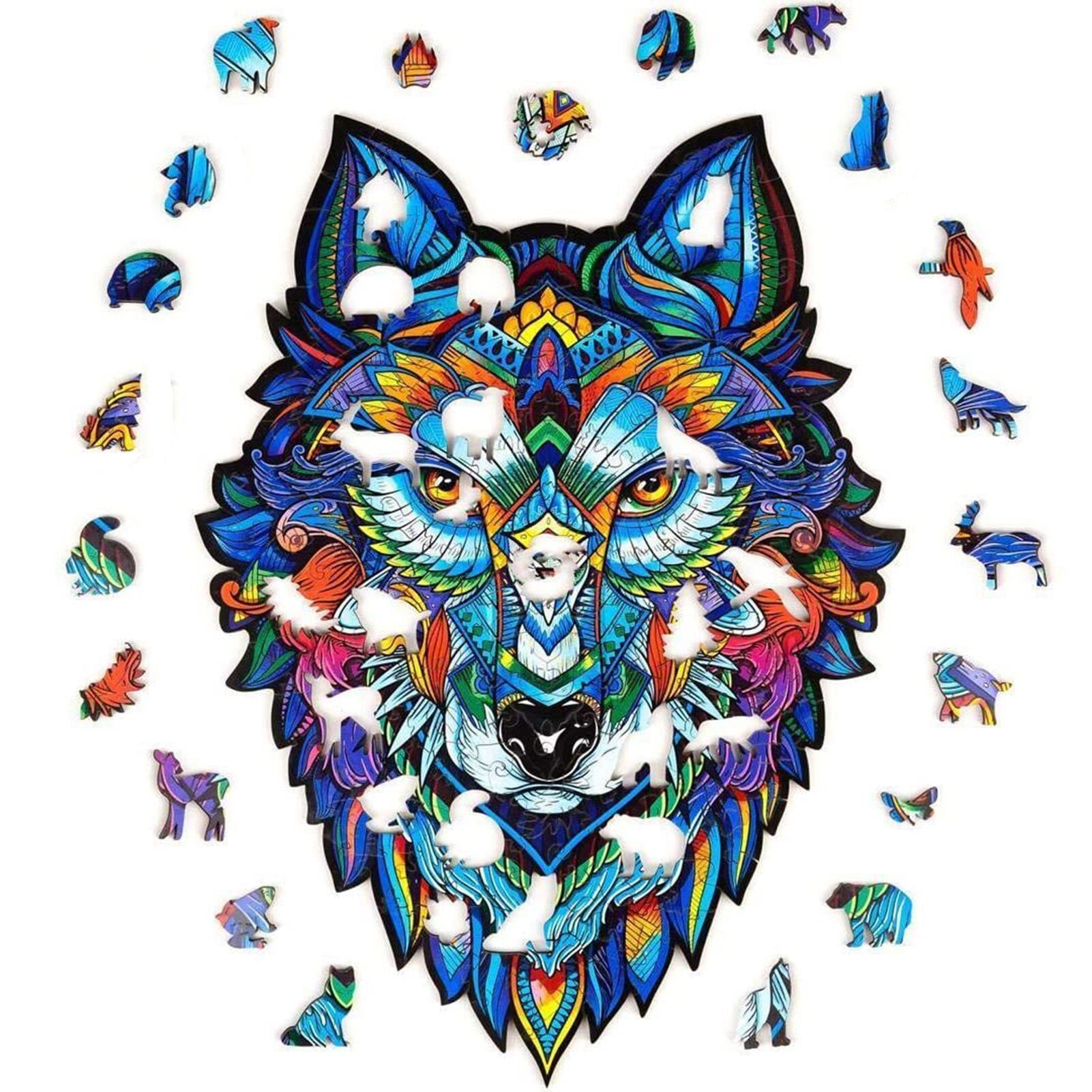 Wolf Shape DIY Wooden Puzzle For Adults Children Wooden Puzzles Animal Wooden Jigsaw Puzzle for Kids Toys