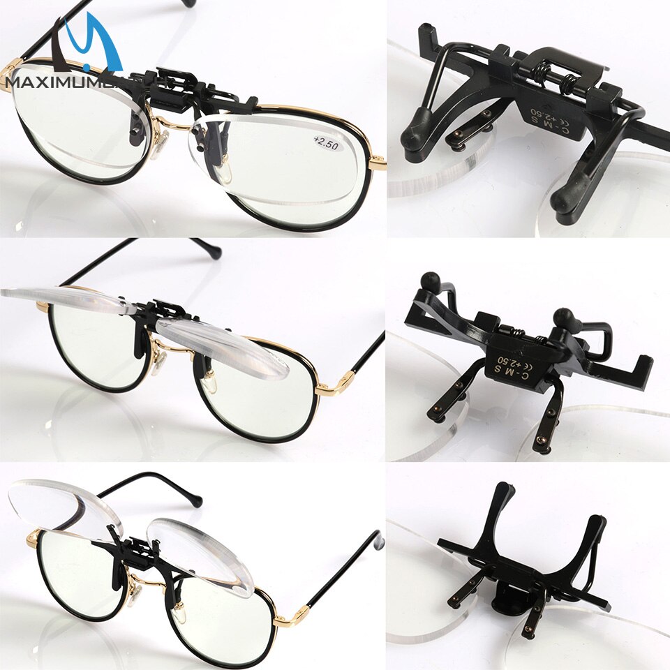 Maximumcatch Clip on Presbyopic Magnifying Glasses +1.5+2.0+2.5 Rimless Portable lens Reading fishing Glasses