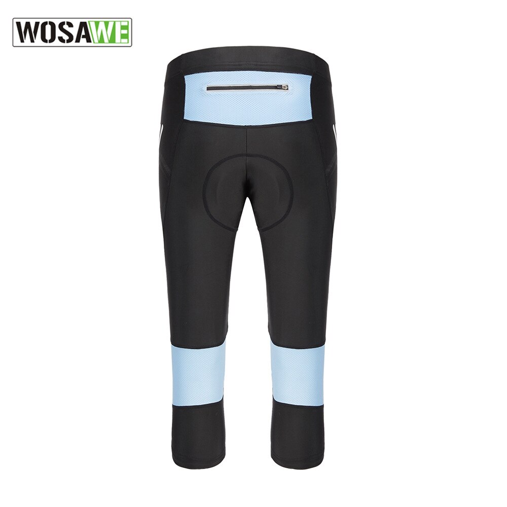 Wosawe herr cykling cropped byxor vadlånga reflekterande cykel tights kläder 3d gel vadderade ridning mtb spinning cykel shorts