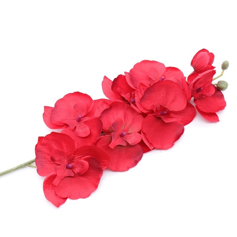 8 head artificial butterfly orchid wedding decoration flower bouquet festival party decoration flower branch diy decoration: Red