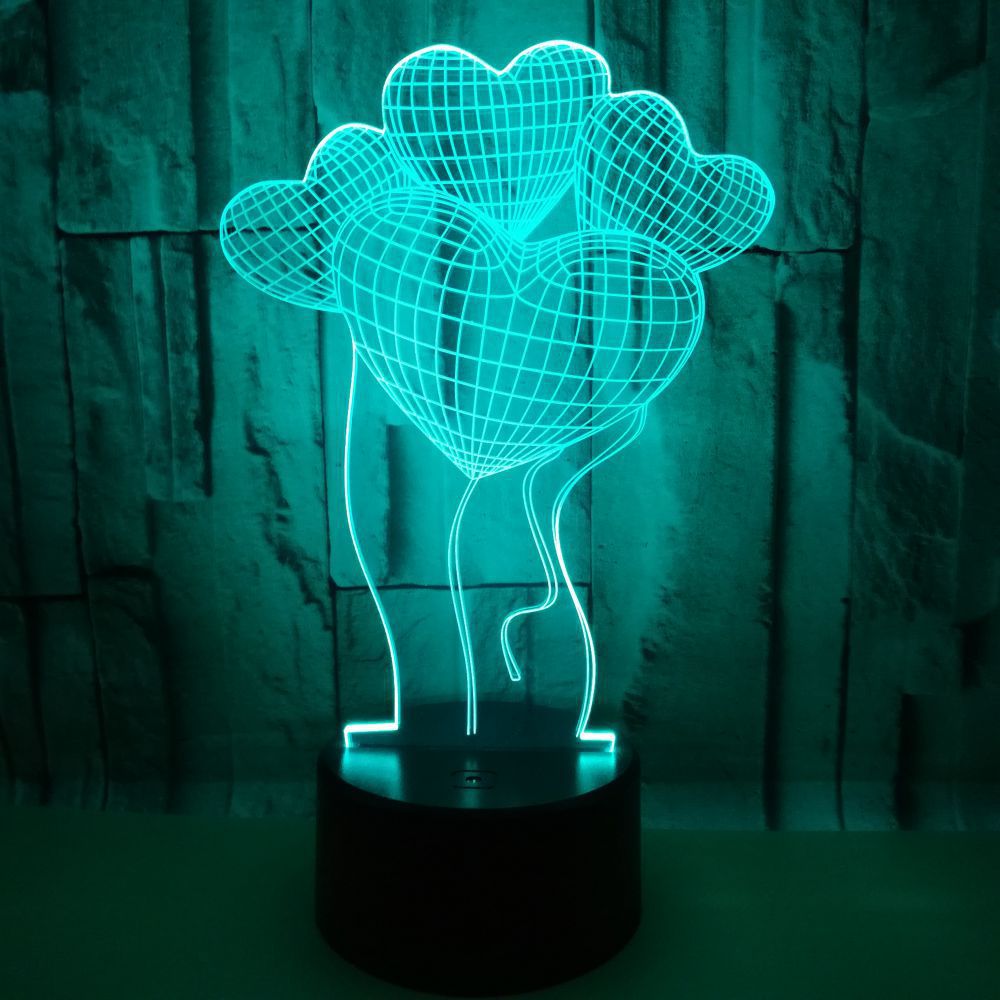 Nachtlampje liefdeshart ballonnen zwaan 3d led tafel bureaulamp kleurverandering slaapkamerinrichting voor vriendin valentijnsdag: C
