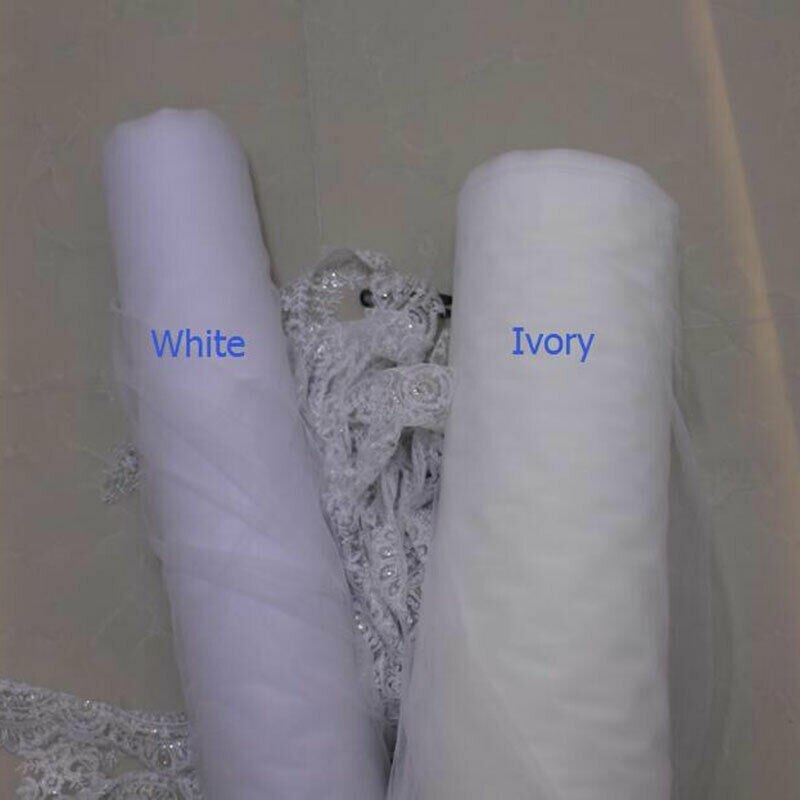 Monocouche Valse Doigt Longueur Noir Ivoire Voile avec 1/4 "Bord Satiné