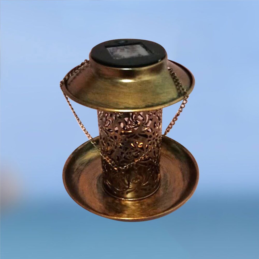 Solar Bird Feeder Waterproof LED Light Bird Feeder Station Hanging Pigeon Crow Parrot Outdoor Balcony Bird Feeding (Coffee): Default Title