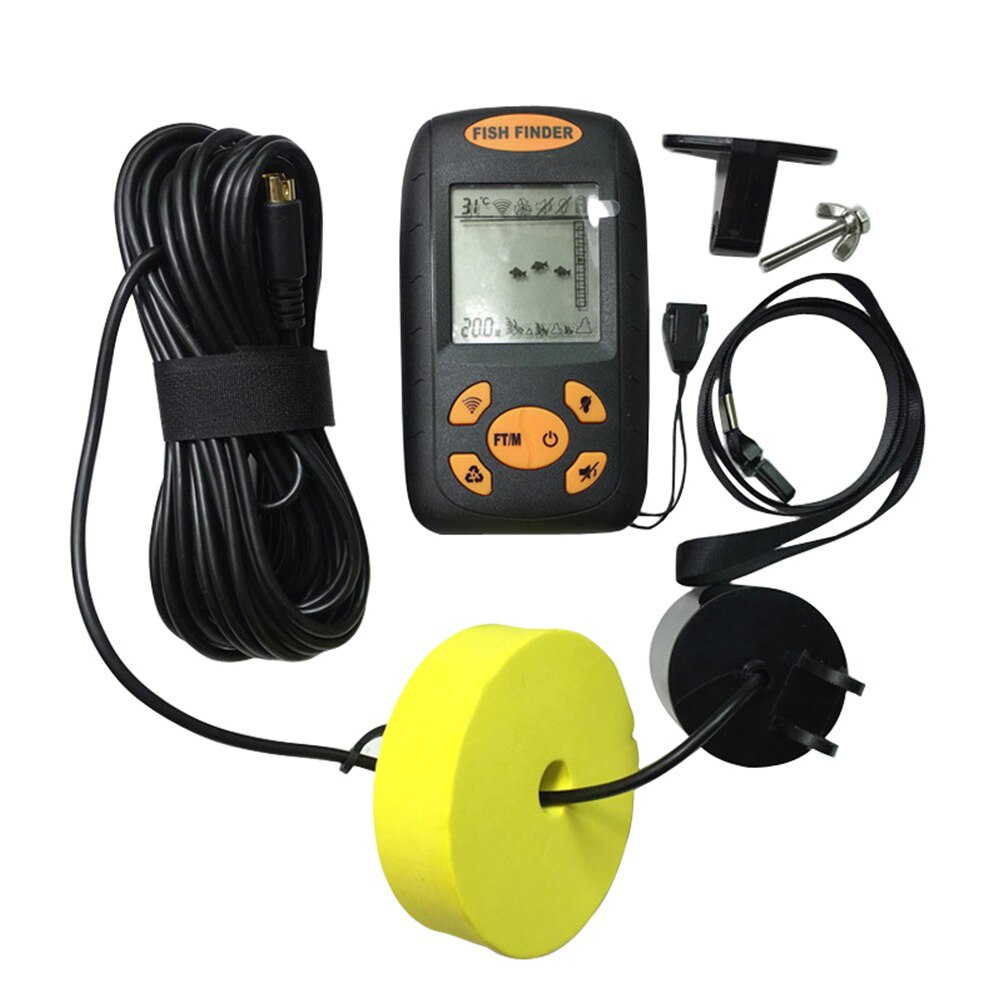 Portable Fish Finder LCD Display Water Depth Temperature Fishfinder with Wired Sonar Sensor Transducer