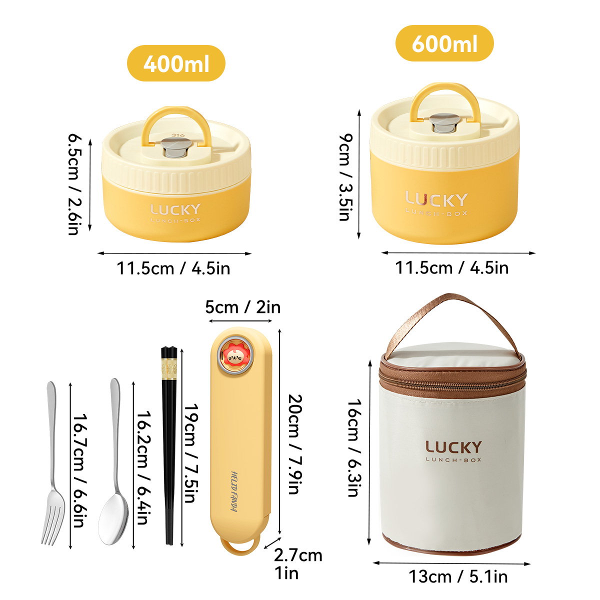 WORTHBUY 304 Stainless Steel Thermal Bento Lunch Box With Cutlery&Bag Microwave Sealed Leak-proof Insulated Food Container: Other