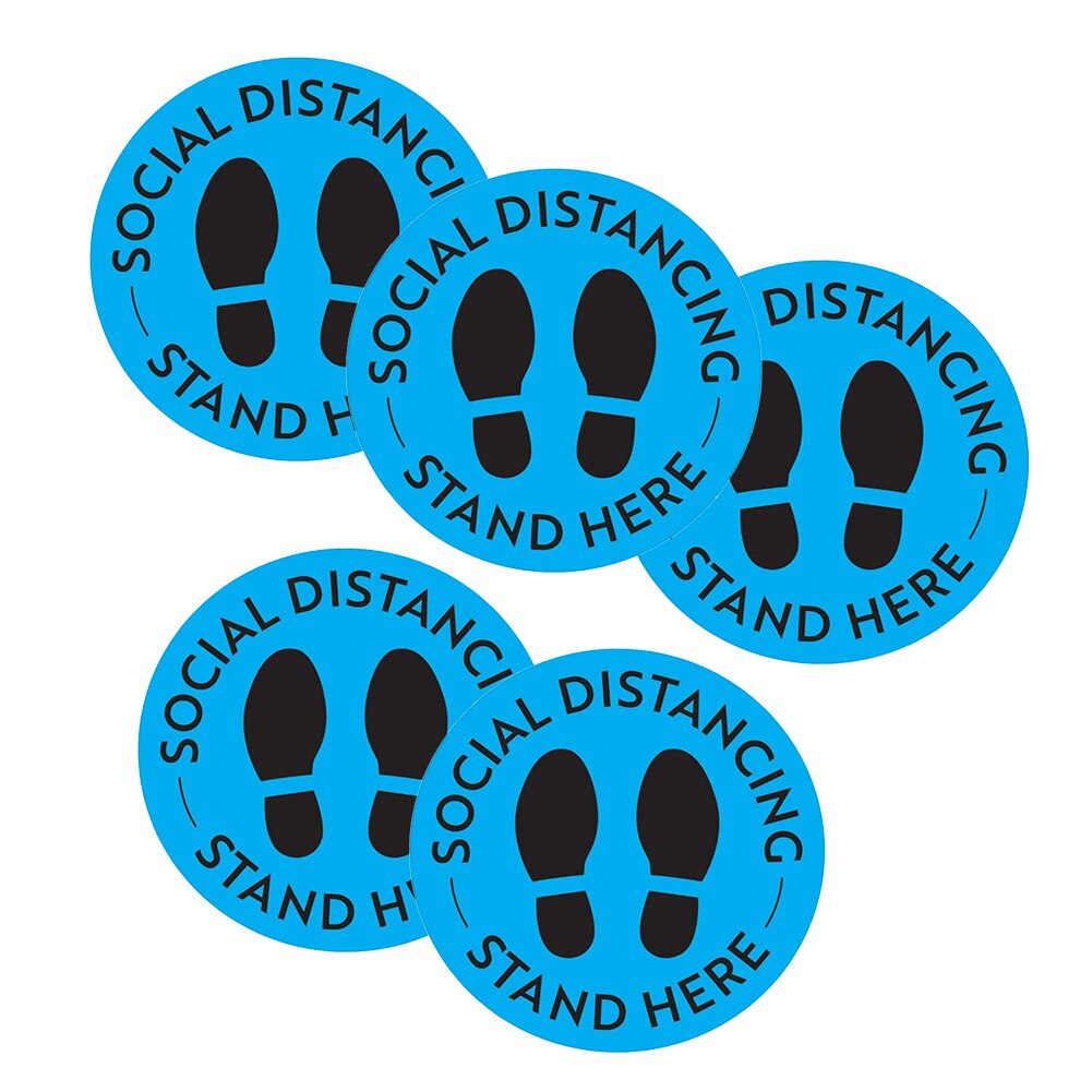 Isolation Distance Signs Ground Stickers 5x Safety Social Distancing Floor Decal Safety Mark Ground Sticker for Market: Blue