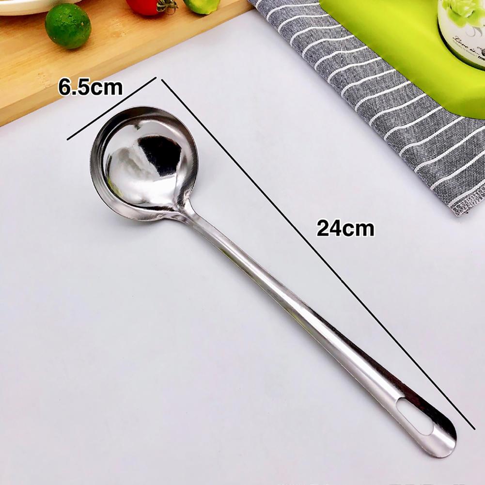 Soup Ladle Colander Spoon High Temperature Resistant Long Handle Stainless Steel Hanging Pot Scoop for Kitchen