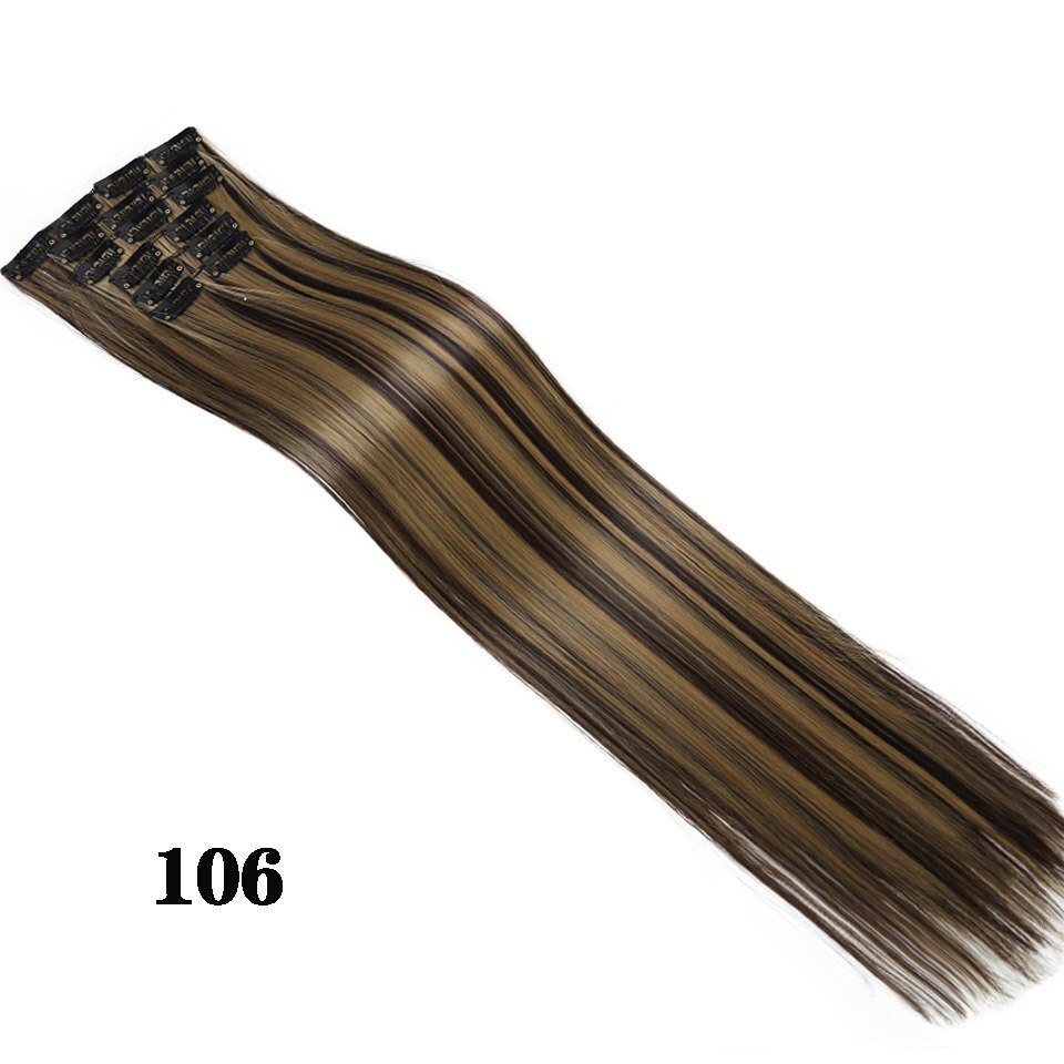 Houyan 6Pcs Pruik 16 Clips Hoge Temperatuur Vezel Lange Rechte Vrouwelijke Synthetisch Haar Uitbreiding Clip: 106
