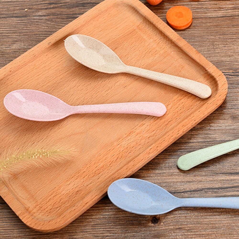 1PC Popular Wheat Straw Soup Spoon Long Handle Kids Soup Spoon Portable Tableware Eco Friendly Flatware Kitchen Tool