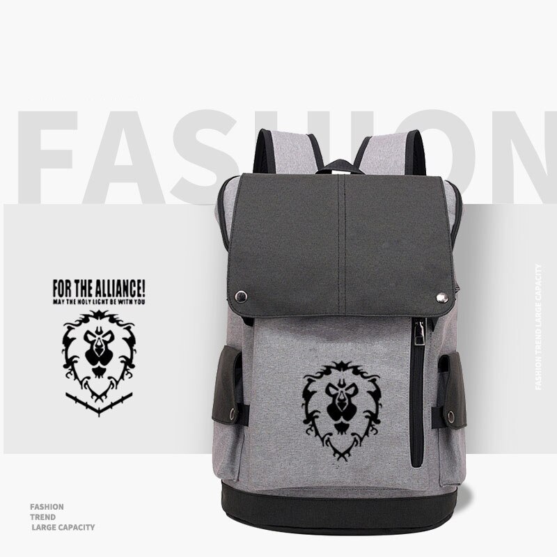 Anime War Of World Game USB Port Backpack Bag Zipper Messenger School Students Book Large Capacity Travel Bag: Style 12