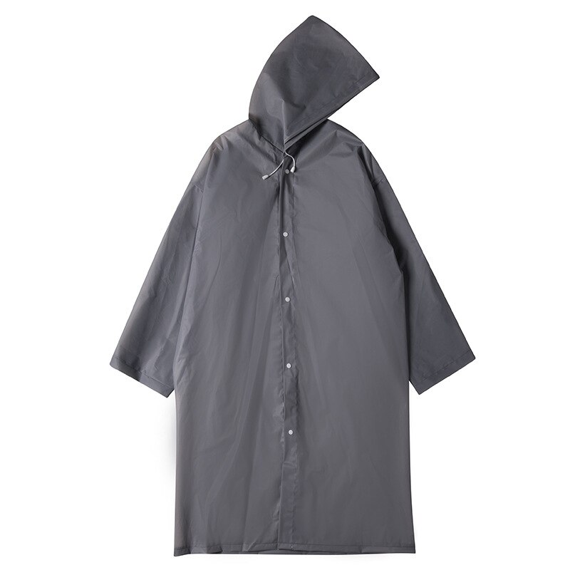 Transparent Vinyl Raincoat Runway Style Adult Unisex Clear Rain Coat protective: Dark Grey