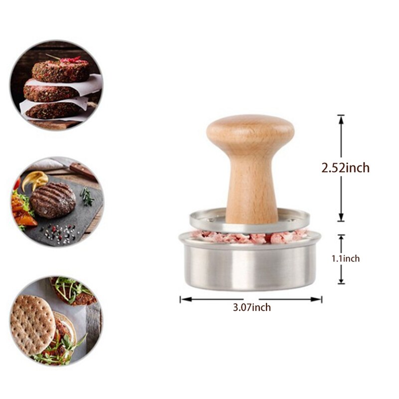 Hamburger Patty Maker, Stainless Steel Mini Burger Press Meat Press for Kitchen Meat Tool Accessories (2 PCS)