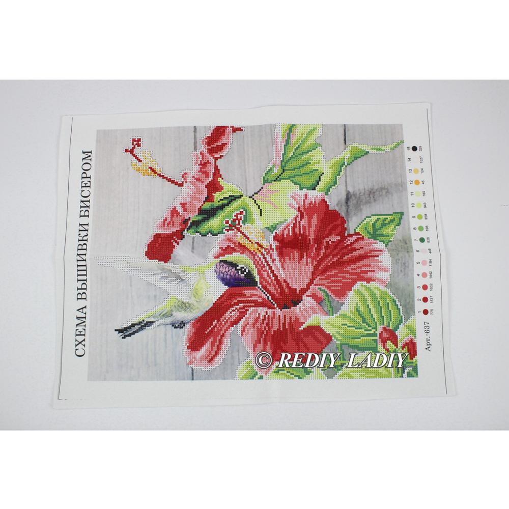 DIY Beaded Embroidery Kits Hummingbird Flowers Needlework Beads Partial Crystal Beaded Cross Stitch Hobby & Crafts