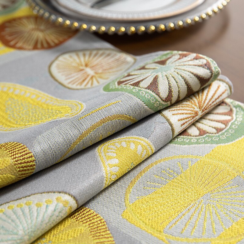 Modern Chenille Home Rectangular Tablecloth Jacquard Fringed Grapefruit Table Runner Manteles De Mesa