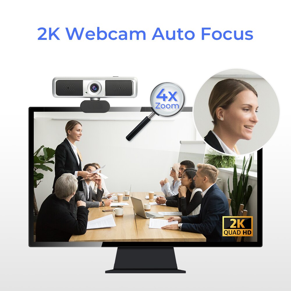 4X zoom Webcam 4MP web cam 2K camara web para pc web camera with microphone cameras web for PC usb camera webcam full hd webcam