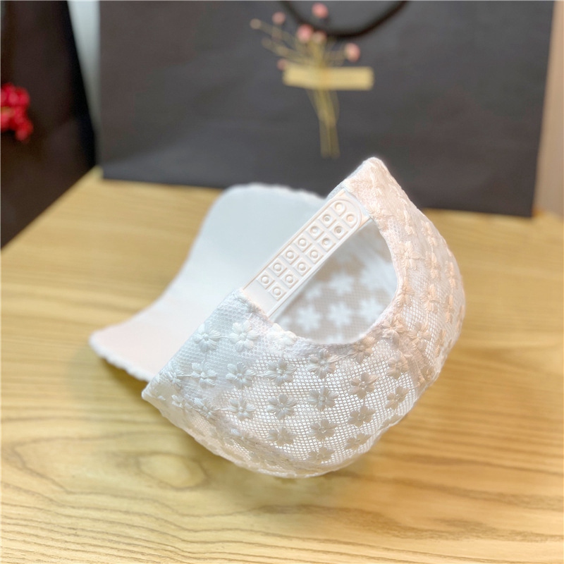 Atmungsaktive sommer-sonnenschutzkappe mit spitze, ausgeschnittenem design, verstellbarem sonnenschutzvisier, damenhut