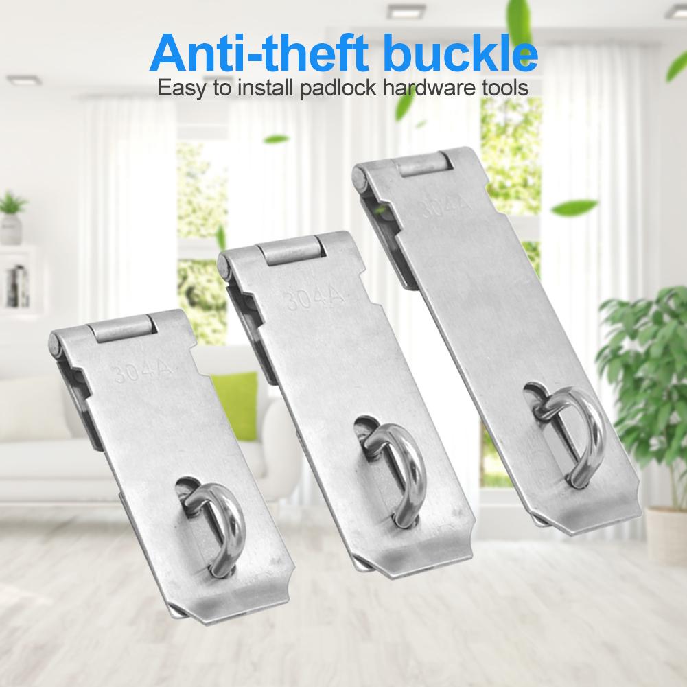 Padlock Clasp Gate Hasp Staple Easy Install Door Lock Anti Theft Hasp Staple Shed Latch Stainless Steel Door Lock Padlock Clasp