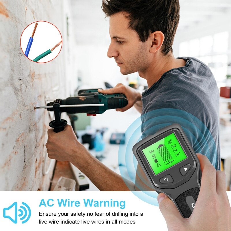 TOP Stud Finder Wall Scanner,5-In-1 Stud Detector With HD LCD Display, Stud Sensor For Wood AC Wire Metal Studs Detection