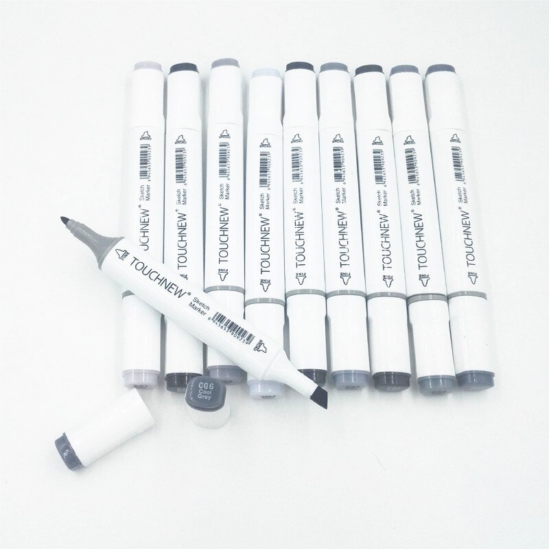 Grayscale Art Marker Pen Double-Ended Sketch Markers Alcohol Based Ink Neutral Gray Tones Art Supplies