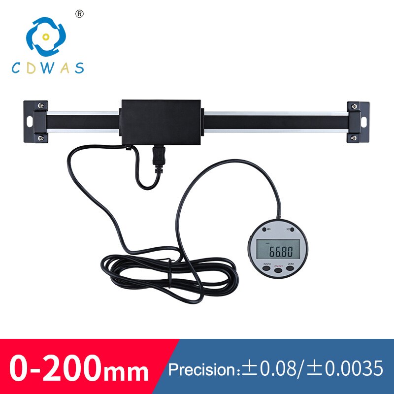 Escala Lineal Digital de lectura remota magnética, unidad de escala electrónica con pantalla externa de 0-150mm / 0-200mm / 0-300mm 0,01mm: 0-200mm