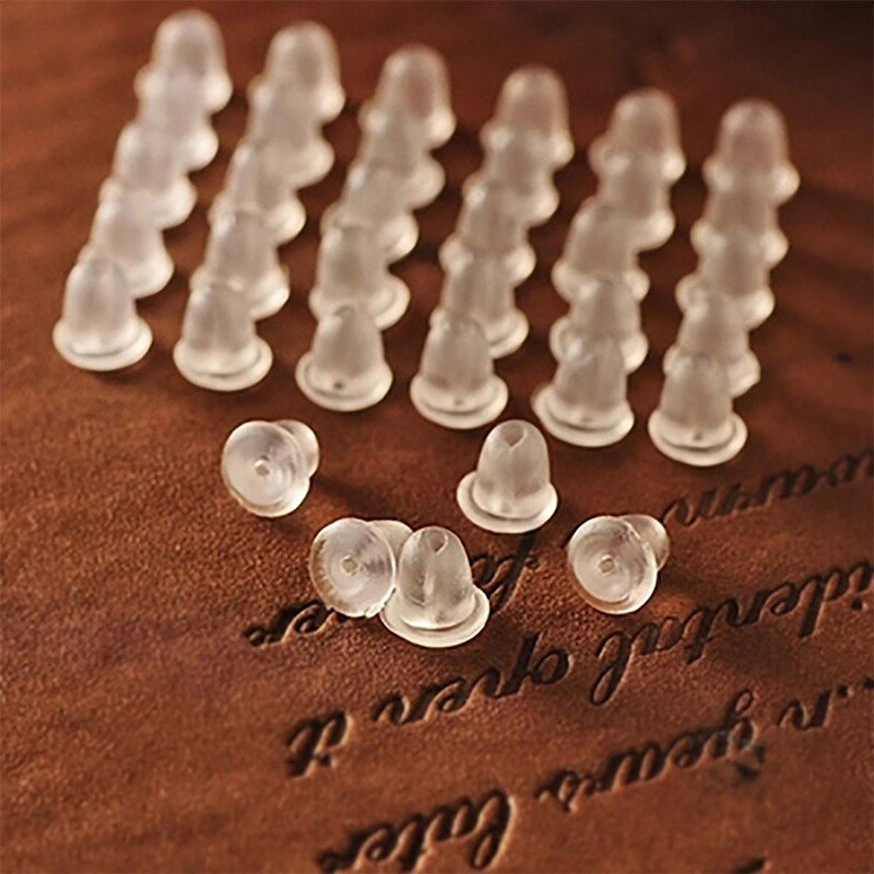 100pcs/pack Clear Soft Silicone Rubber Earring Backs Safety Bullet Stopper Rubber Jewelry Accessories DIY Parts Ear Plugging