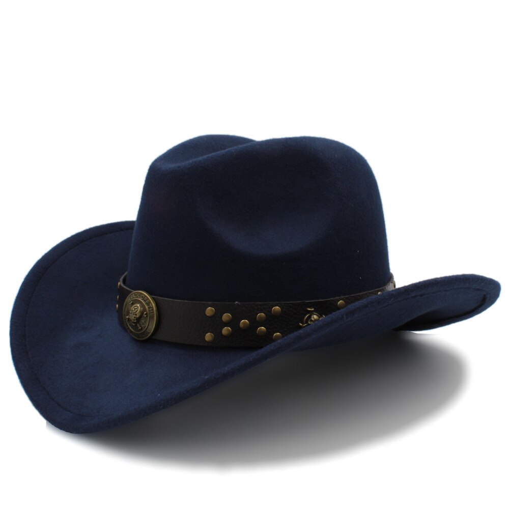 Sombrero de vaquero occidental para Hombre, Sombrero de lana tipo Chapeu, estilo Steampunk, para invierno y otoño, tamaño 56-58cm