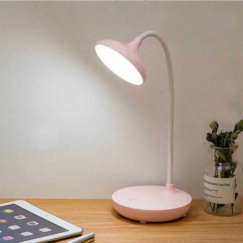 USB Rechargeable LED Desk Table Touch Lamp Adjustable intensity Reading Light: Pink