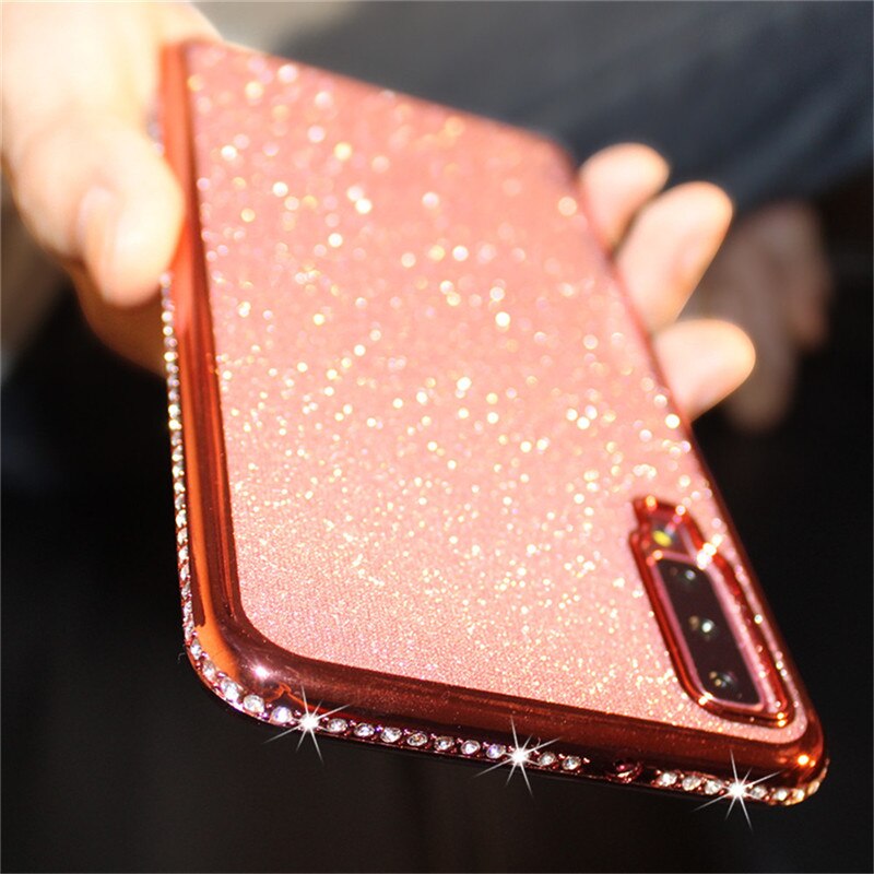 3D Strass Zachte Case Voor Xiaomi Redmi Note 7 8 Pro Gevallen Glitter Coque Voor Xiomi Redmi 7A Note 7 pro Redmi7A Redmi7 Tpu Cover: Redmi 7 / Rose gold