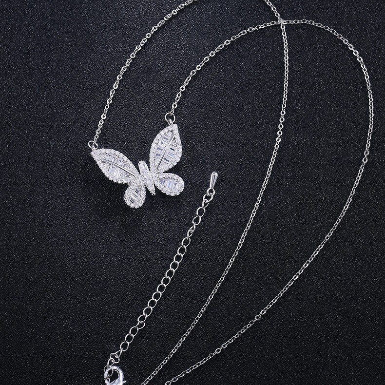 collier papillon à la solide 925 en argent sterling pour fille noël bijoux moonso X5659