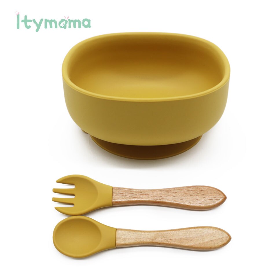 Siliconen babyvoedingskom, zuigkom, babyvoedingsschaal, kinderbord, bpa-vrij, kinderservies, siliconen serviesgoed van voedingskwaliteit: F -w 3pc mango