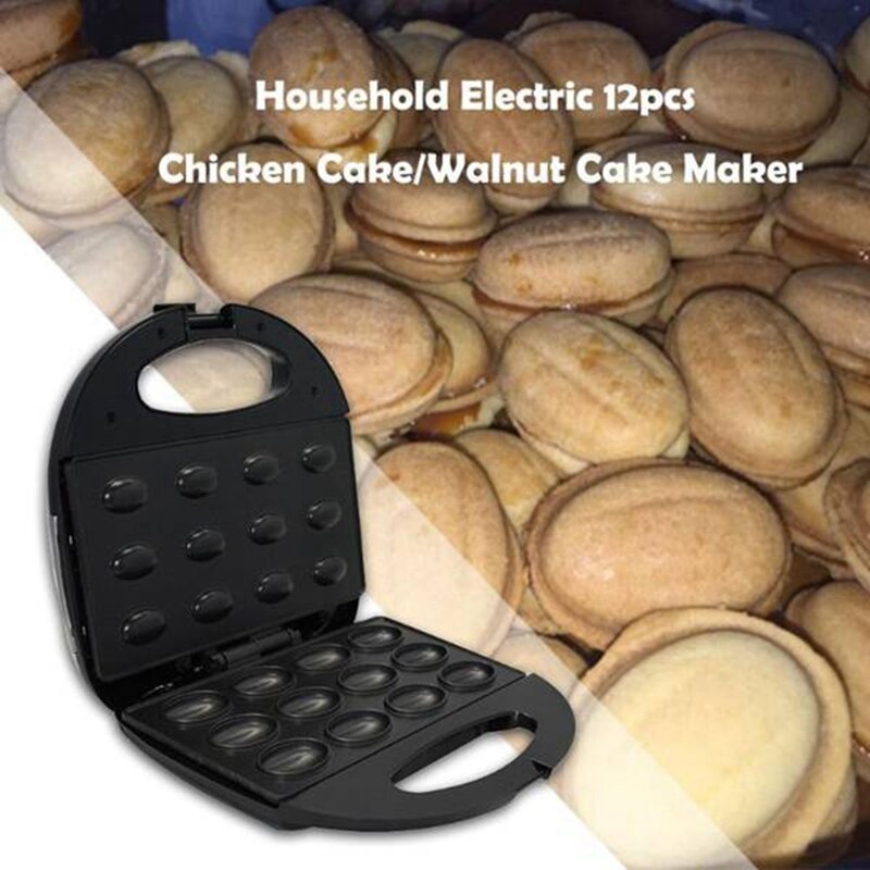 Elektrisk valnød kage maker automatisk mini nødder vaffel brød maskine sandwich jern brødrister bagning morgenmad pan ovn au plug