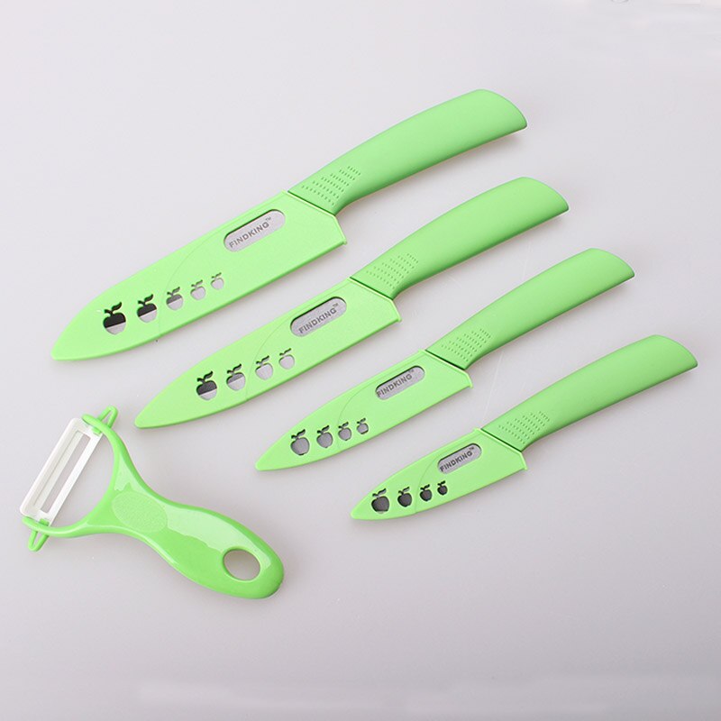 Bästa keramiska knivar och skalare set svart bladhandtag keramisk kniv 3 &quot; 4 &quot; 5 6 tums täcker kökskniv set verktyg: Grön