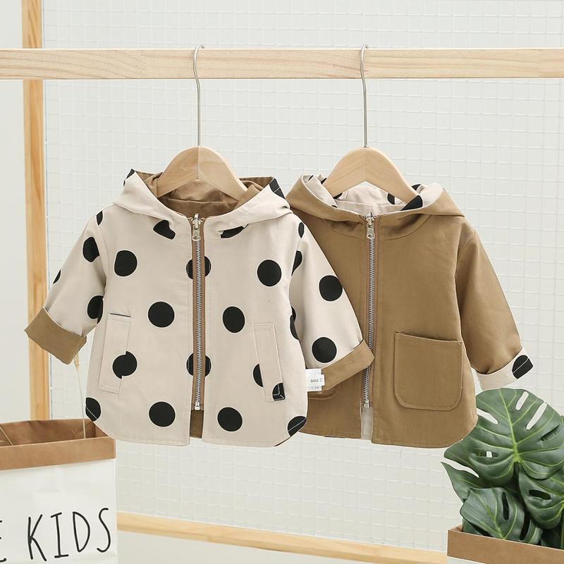 Spring Autumn Girls Double Sided Jackets Baby Boys Kids Outerwear Letter Casual Sport Hoodied Coat Children Clothing Trench Coat