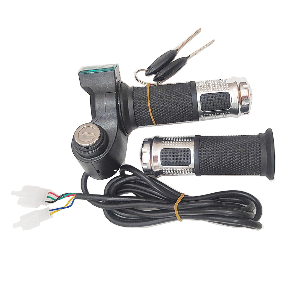 Bicicleta elétrica/scooter/e-bike torção acelerador tensão universal com bateria de energia display lcd interruptor guiador apertos: YELLOW