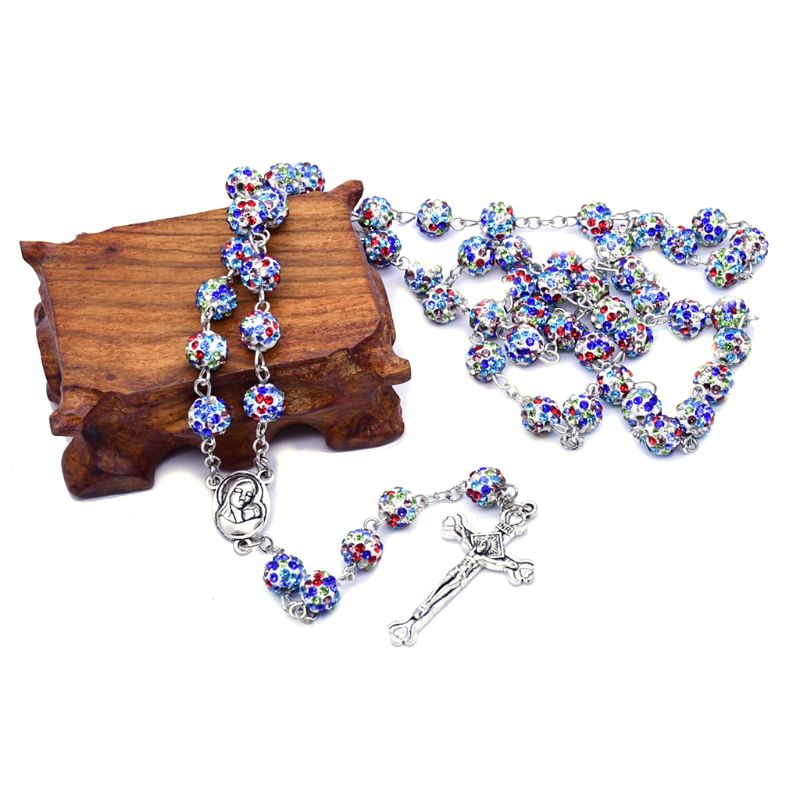 Krystal vedhæng rosary perler kæde halskæde christian religion smykker